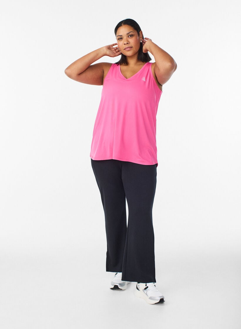 Workout top met V-hals, Pink, Model image number 1