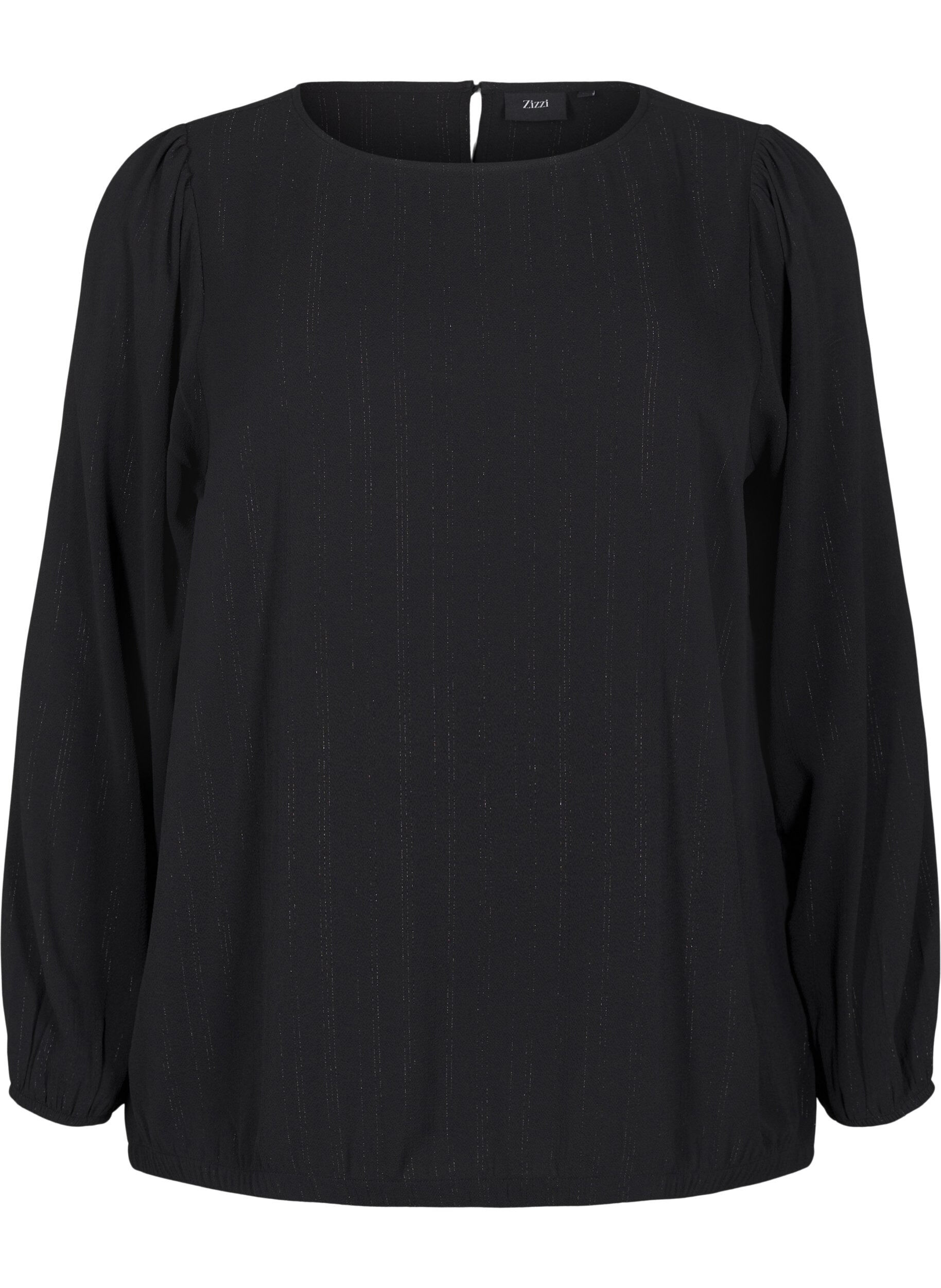 ZizziBlouse met zilveren glitter, Zwart, Packshot image number 0
