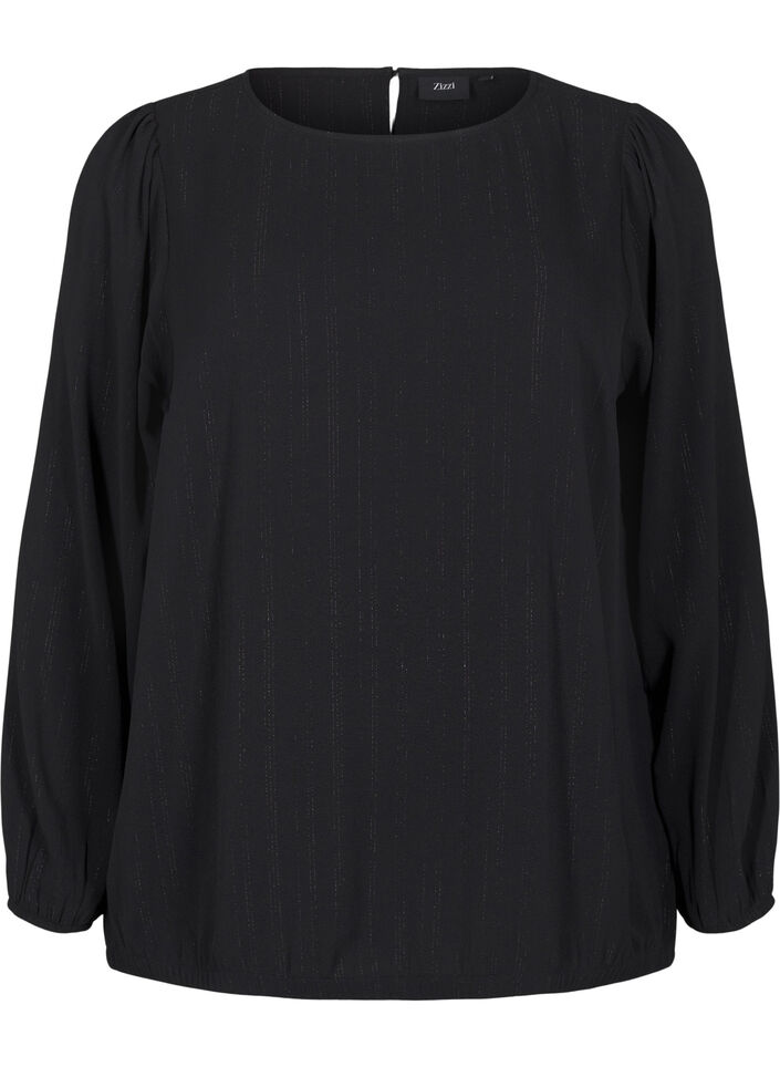 Blouse met zilveren glitter, Zwart, Packshot image number 0
