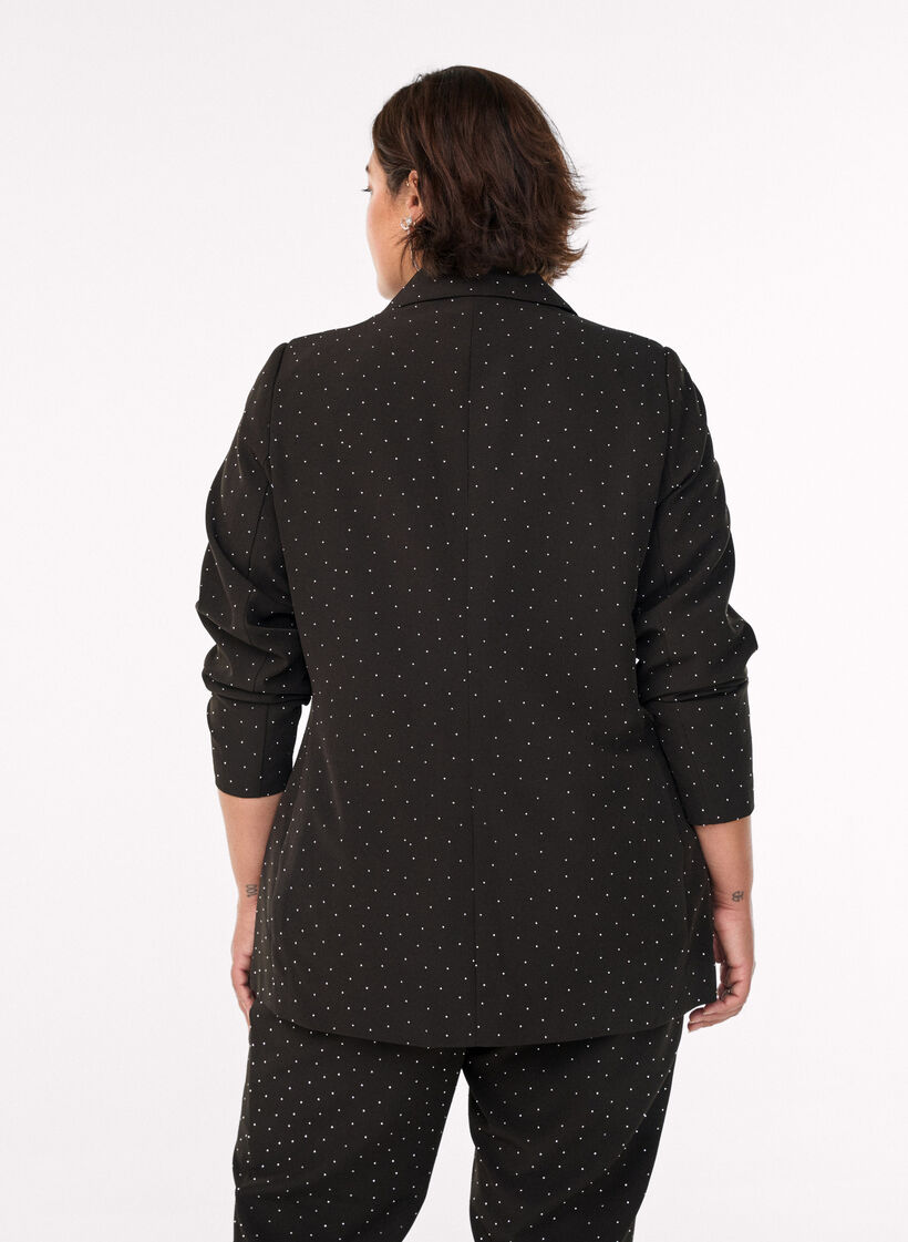 Blazer met strass-steentjes, Zwart, Model image number 2