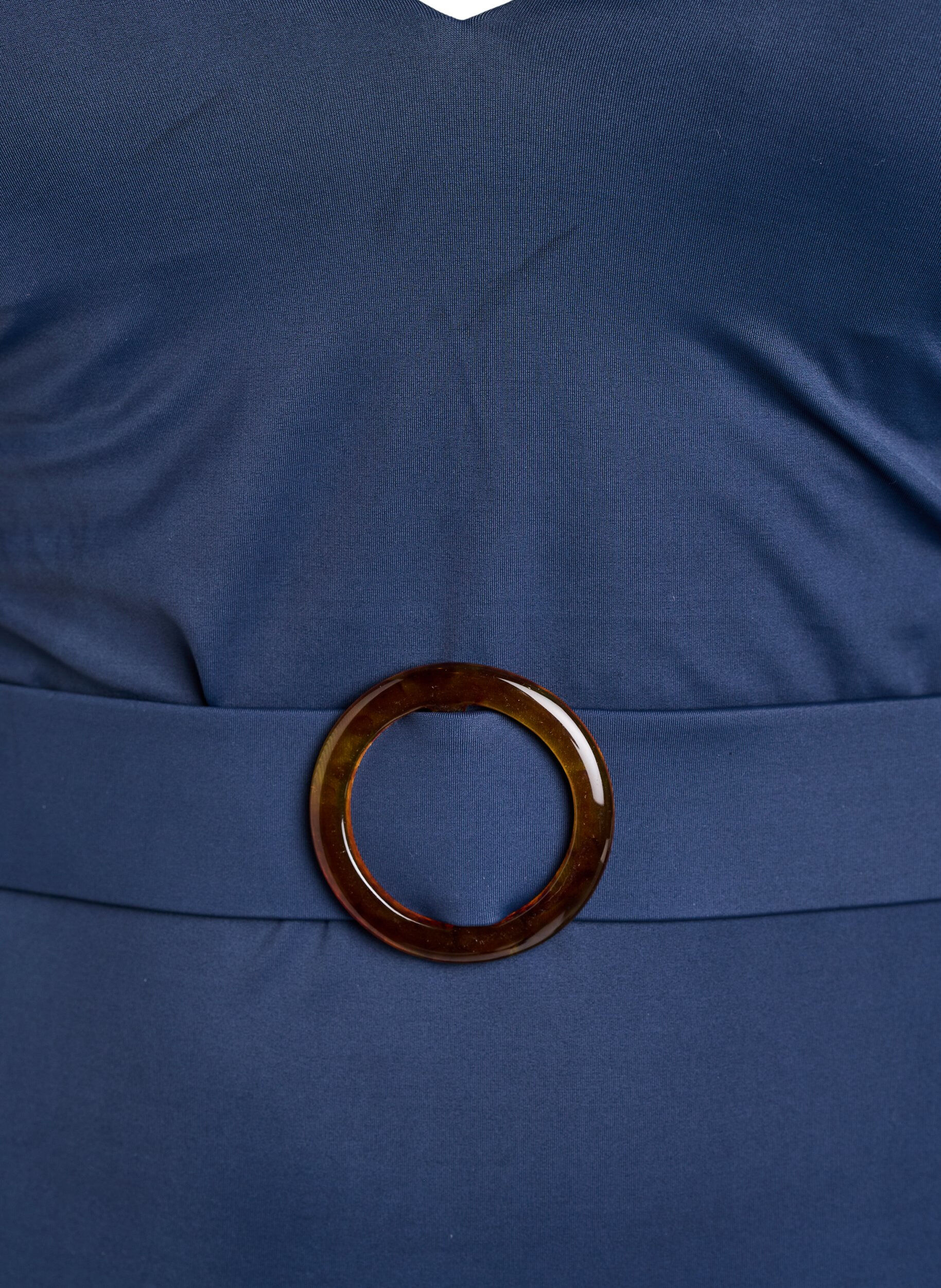 Zizzi Badpak met V-hals en riem, Blauw, Packshot image number 2