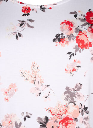 Viscose blouse met korte mouwen en bloemen, White AOP flower, Packshot image number 2