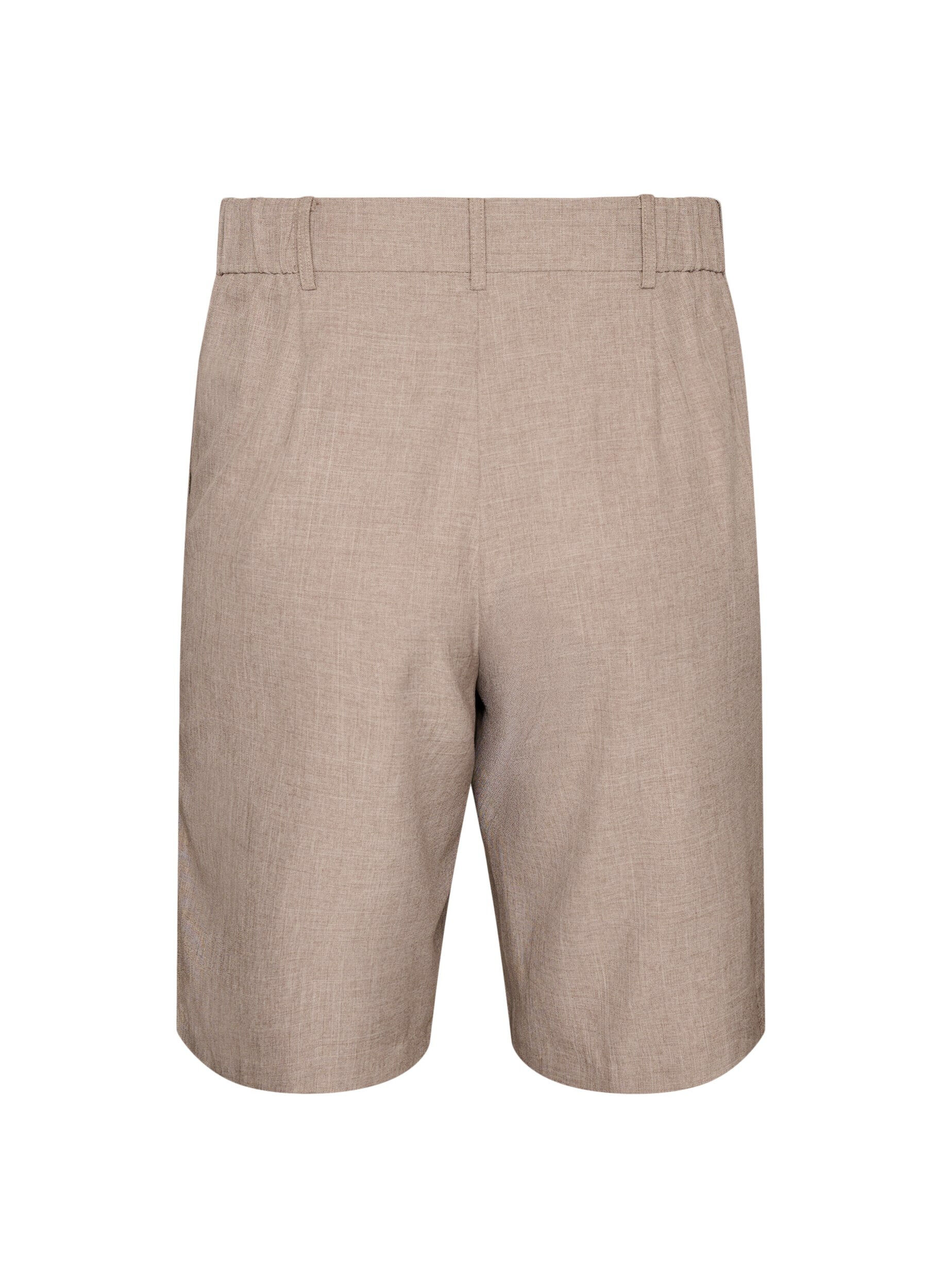Zizzi Losse Bermuda-shorts met hoge taille, Bruin, Packshot image number 1