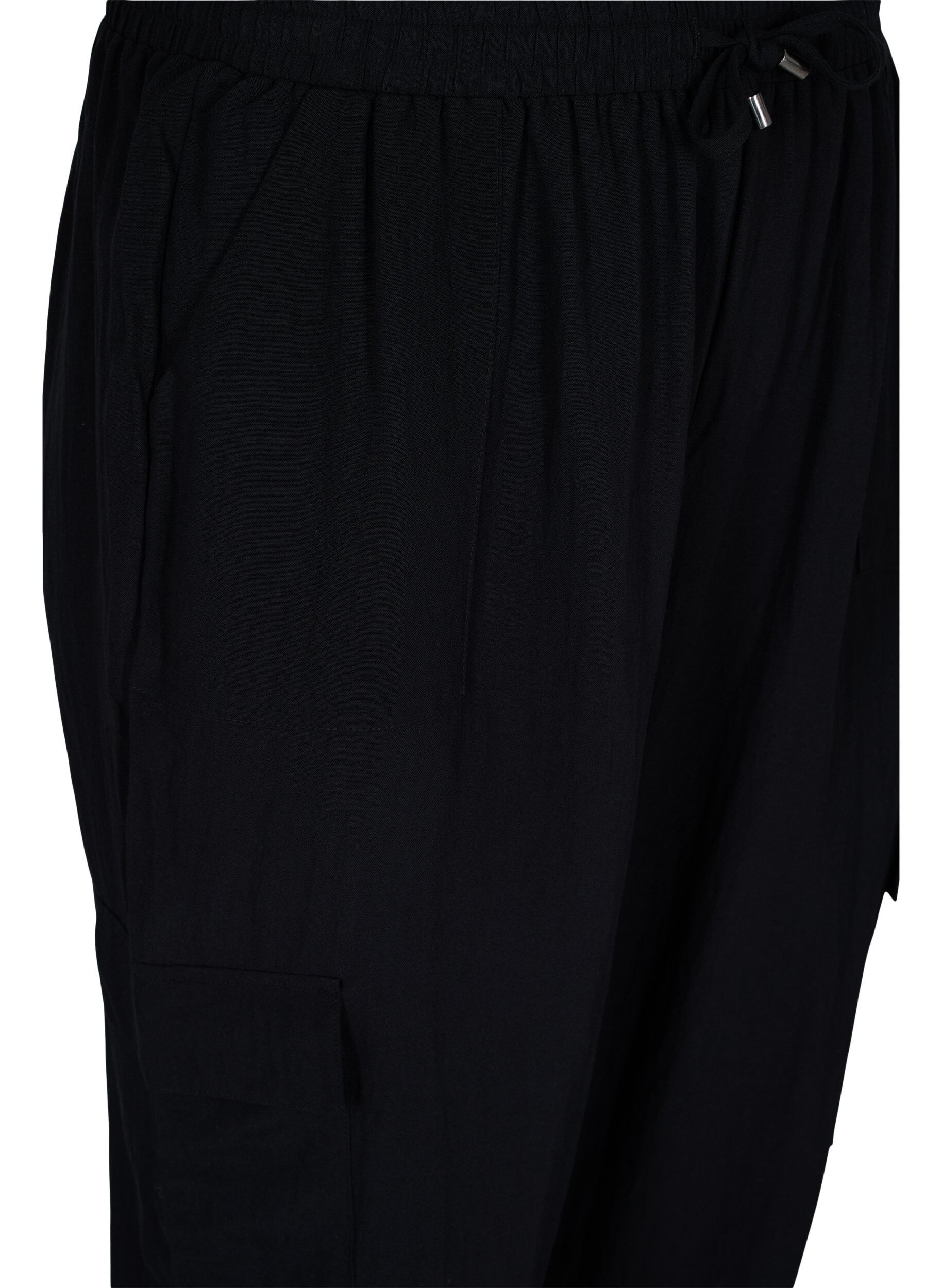 Zizzi Losse cargobroek van viscose, Black, Packshot image number 2