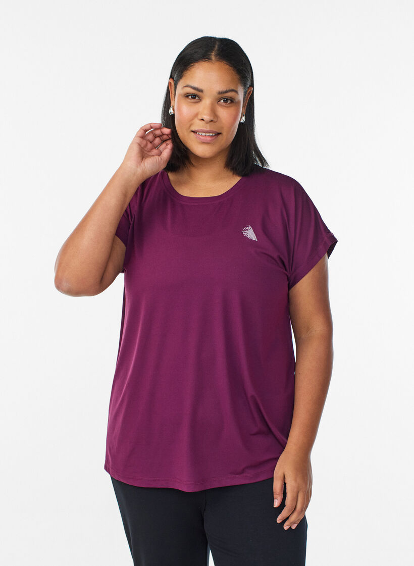 Effen gekleurd trainingsshirt, Paars, Model image number 0