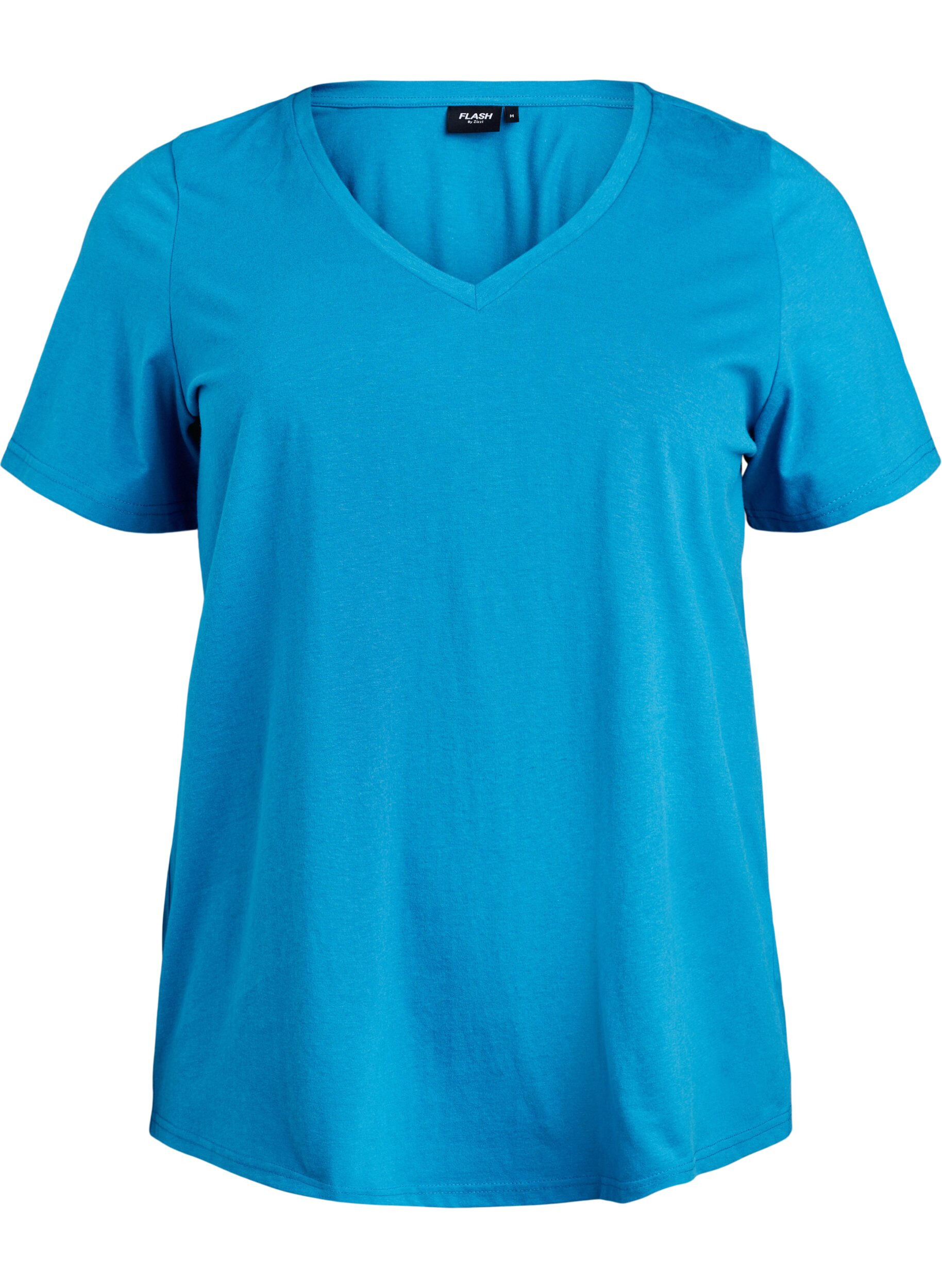 Zizzi T-shirt met V-hals, Blauw, Packshot image number 0