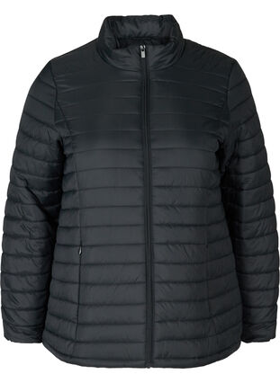 Korte gewatteerde jas met ritssluiting, Black, Packshot image number 0