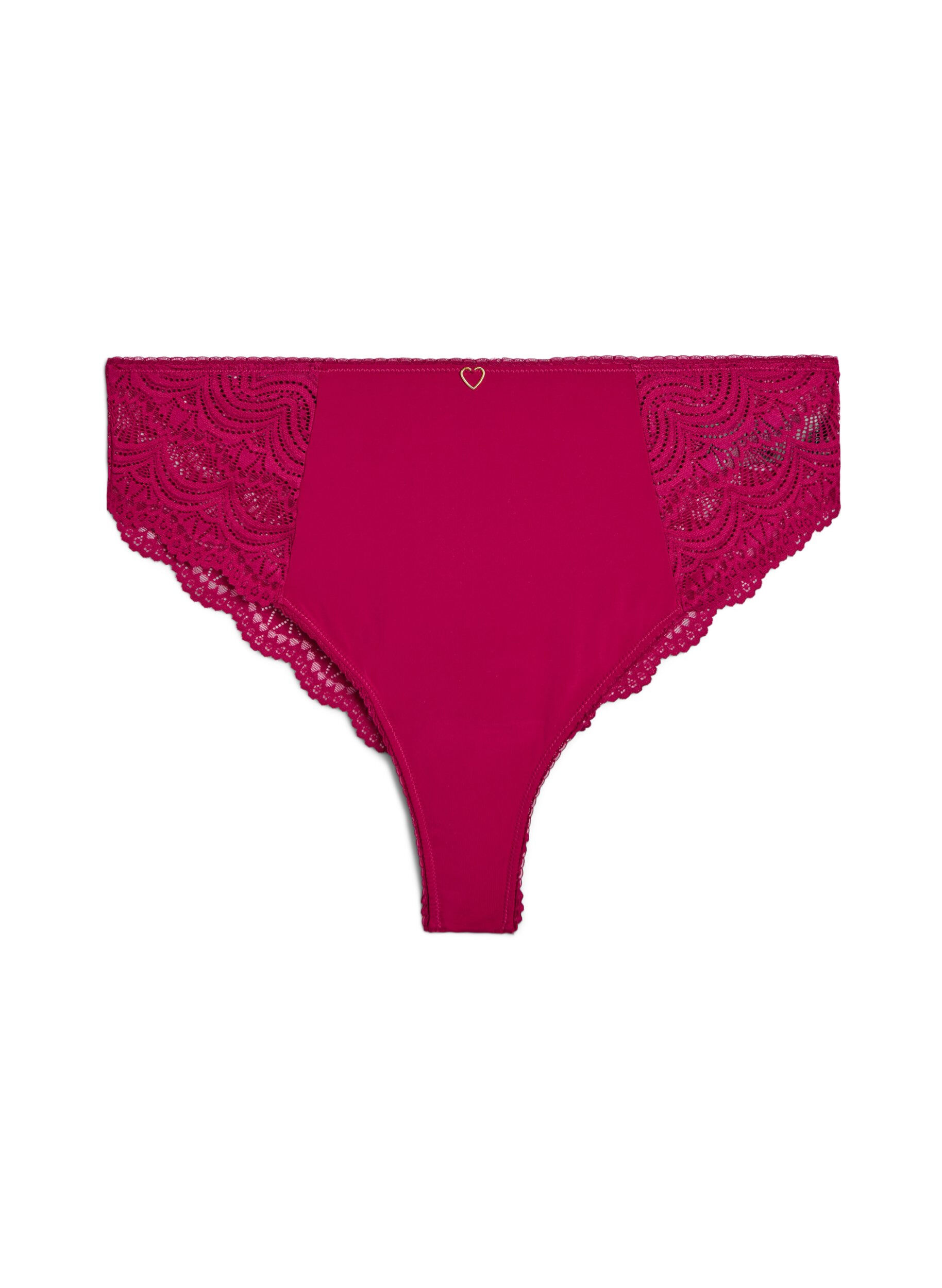 Zizzi Microfiber Braziliaanse slip met kanten details, Boysenberry, Packshot image number 0