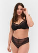 Kanten string met normale taille, Black, Model image number 0
