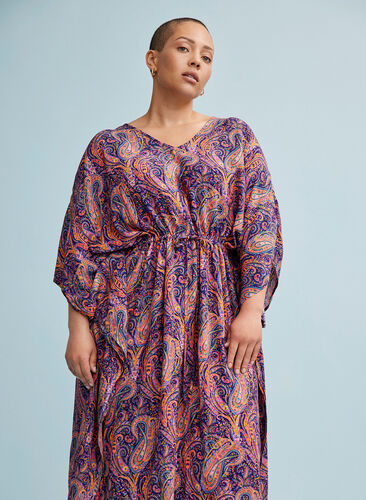 Viscose kaftan jurk met paisley print, Paisley AOP, Image image number 0
