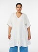 Viscose tuniek met knopen en rucherand, Vanille, Model image number 0