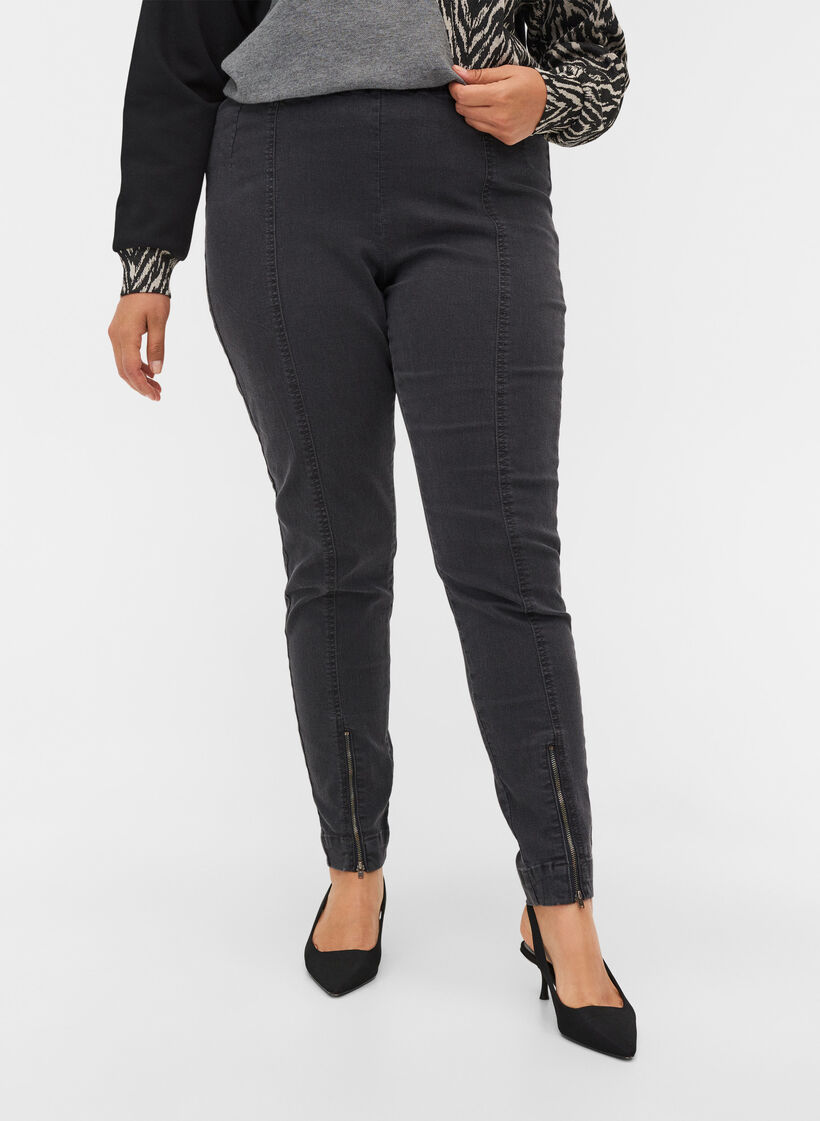 Jegging met ritsdetail, Grey Wash, Model image number 2