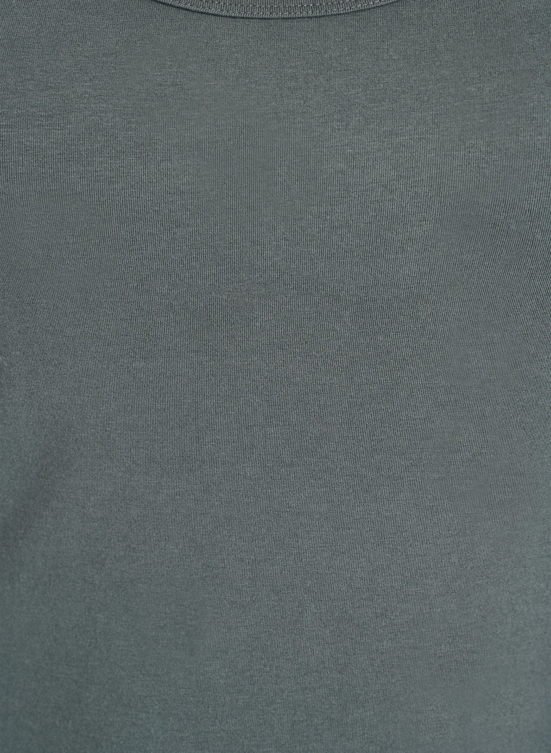 Zizzi Effen gekleurd basic top in katoen, Groen, Packshot image number 2