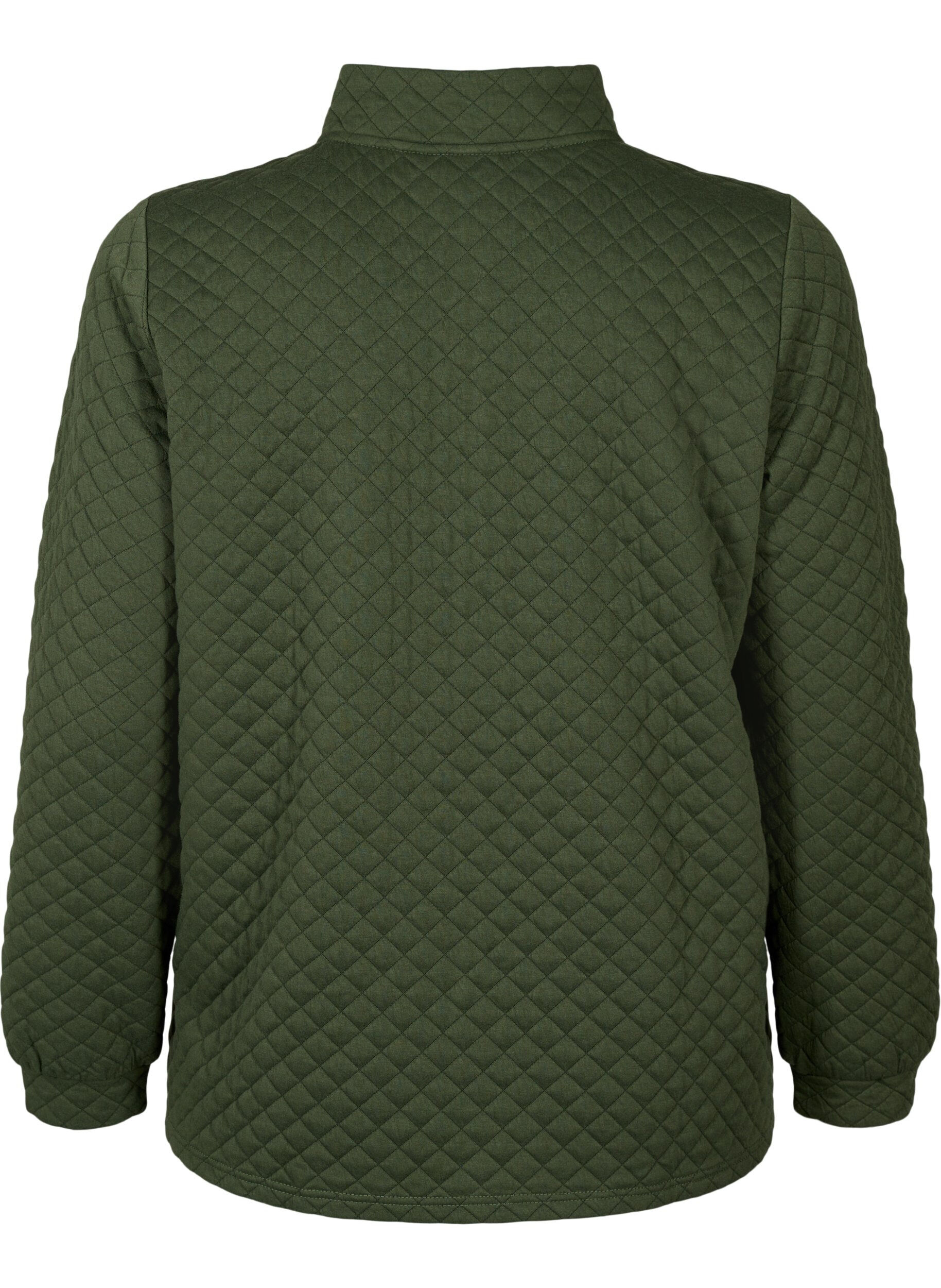 Zizzi Gewatteerde trui met rits, Thyme, Packshot image number 1