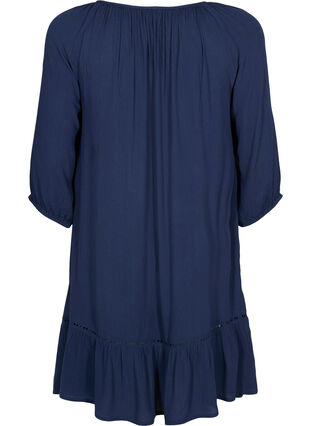 Viscose jurk met 3/4 mouwen, Navy Blazer, Packshot image number 1
