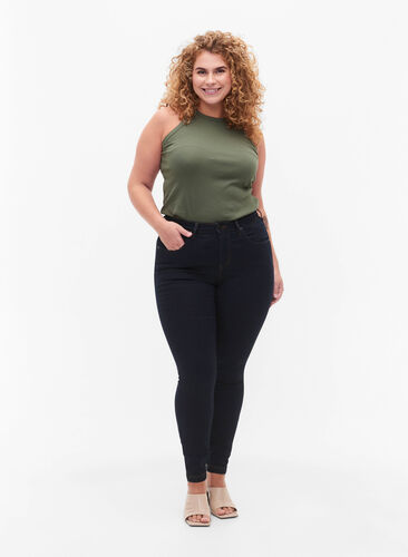 Super slim Amy jeans met hoge taille, Tobacco Un, Model image number 0