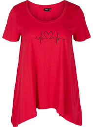 Katoenen t-shirt met korte mouwen en a-lijn, Lipstick Red HEART