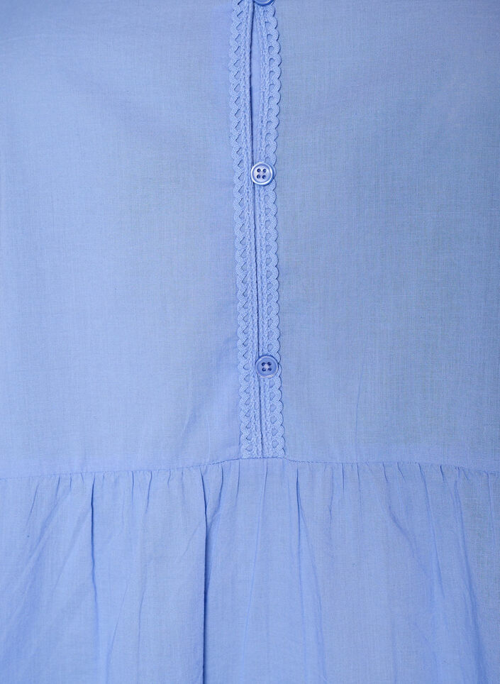 Katoenen tuniek met V-hals en crochet detail, Blauw, Packshot image number 2