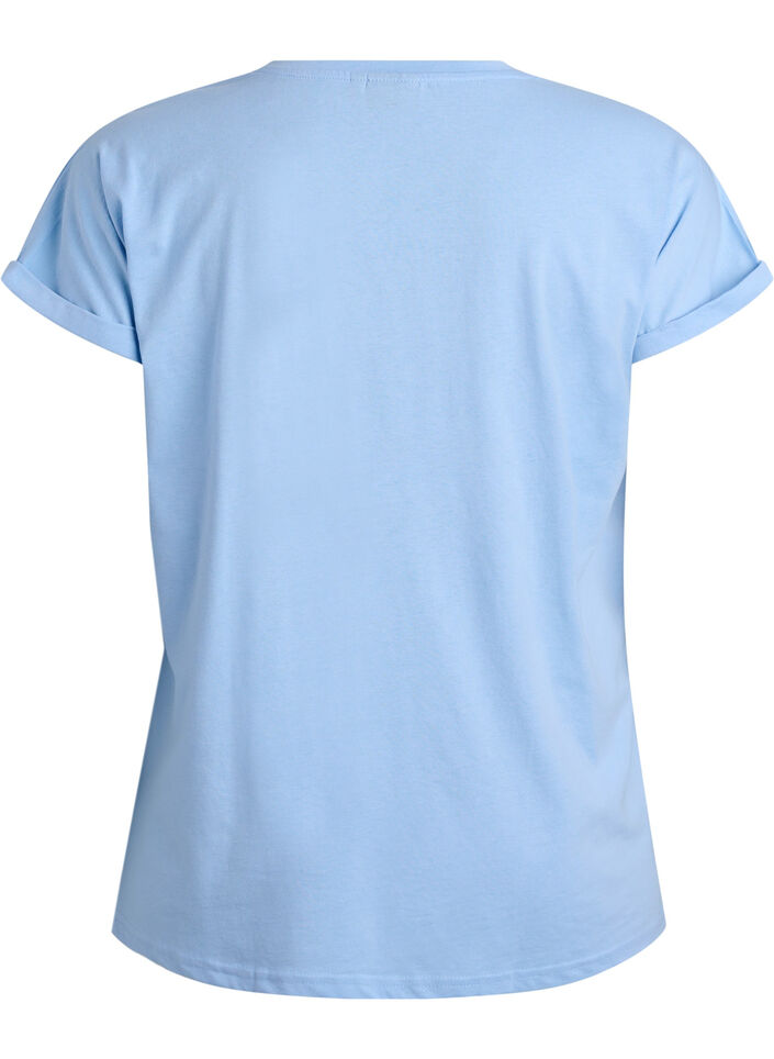 T-shirt met korte mouwen in een katoenmix, Blauw, Packshot image number 1