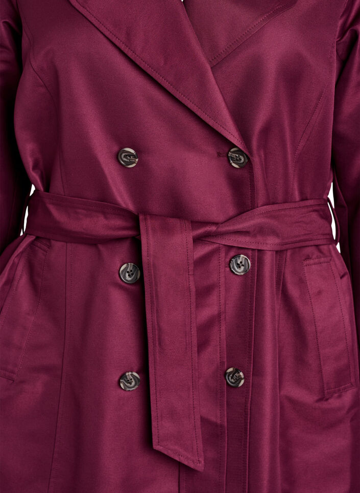 Korte trenchcoat met riem, Donker Bordeaux, Packshot image number 2