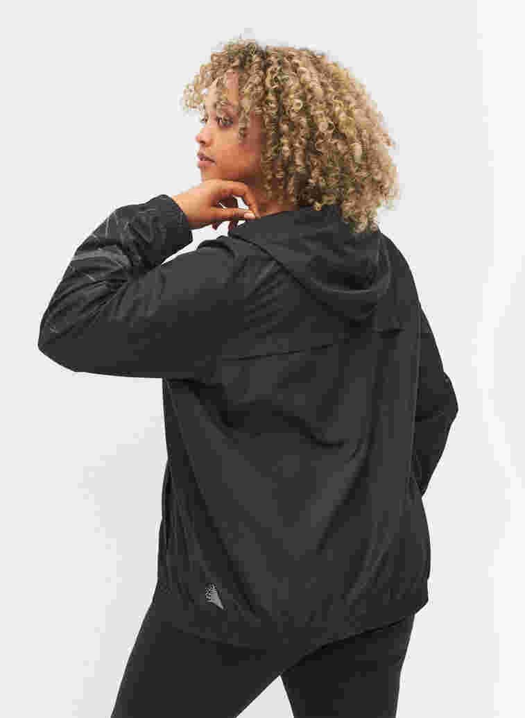 Reflecterende sportjas met ritssluiting, Black, Model image number 1