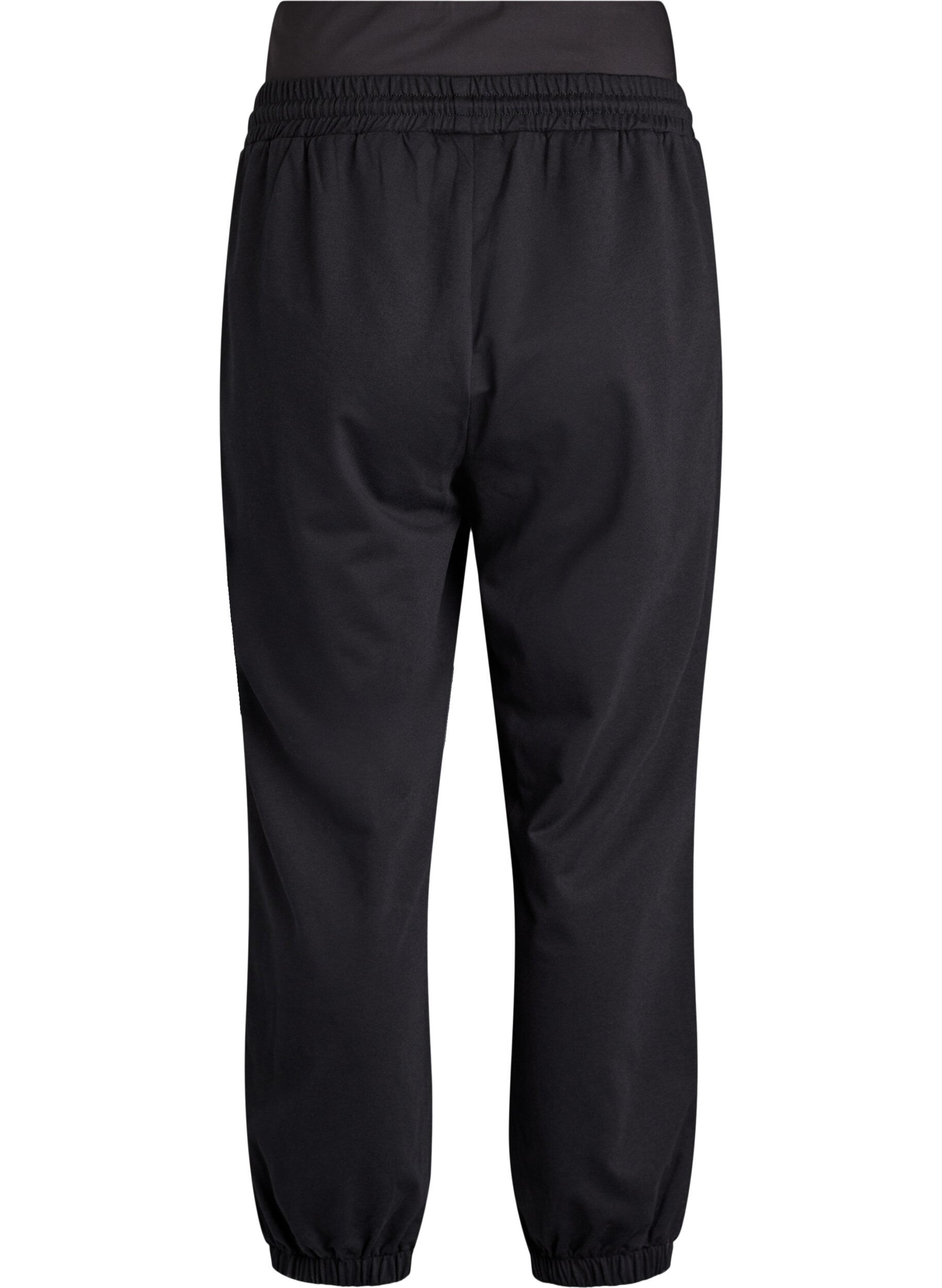 Zizzi Joggingbroek met een brede tailleband, Zwart, Packshot image number 1