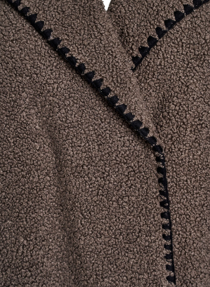 Teddy jas met contrast details, Bruin, Packshot image number 2