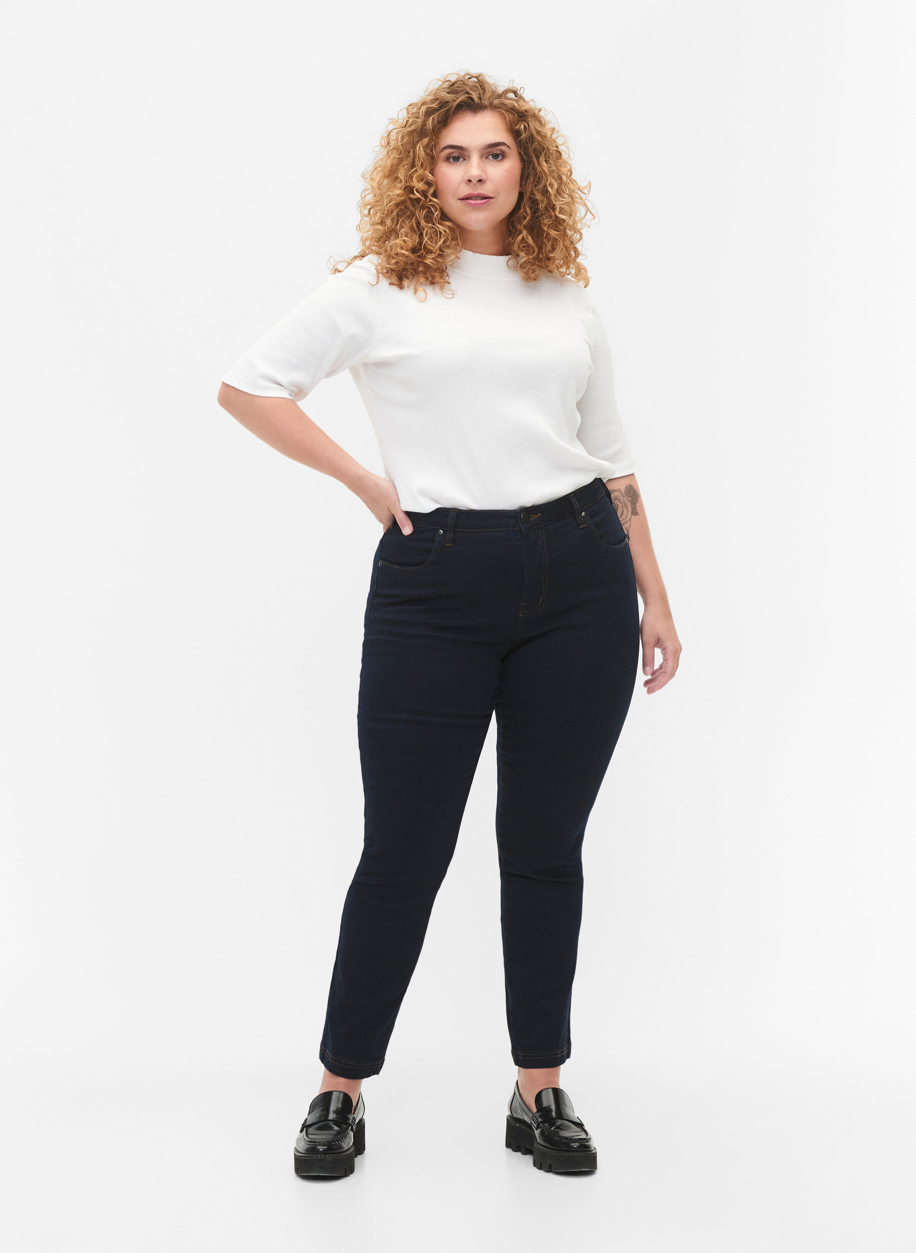 Zizzi Slim fit Emily jeans met normale taille, Blauw, Model image number 0