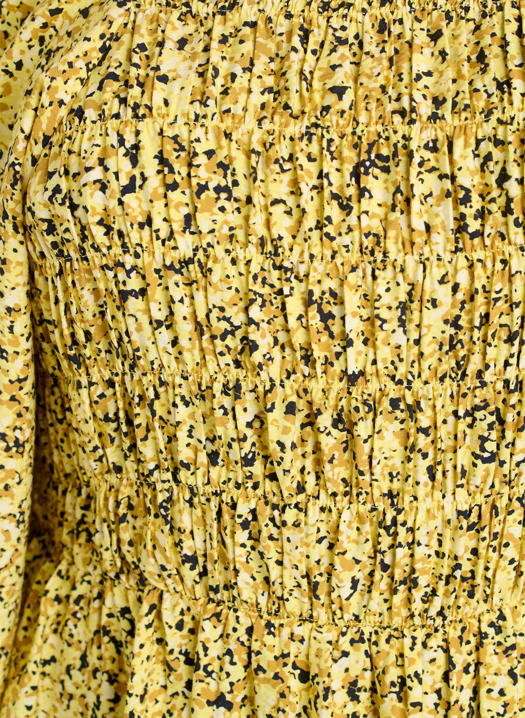 ZizziBlouse met smock en vierkante halslijn, Geel, Packshot image number 2