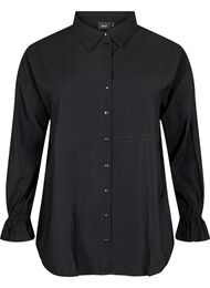 Shirt met lange mouwen en ruchesdetails, Zwart