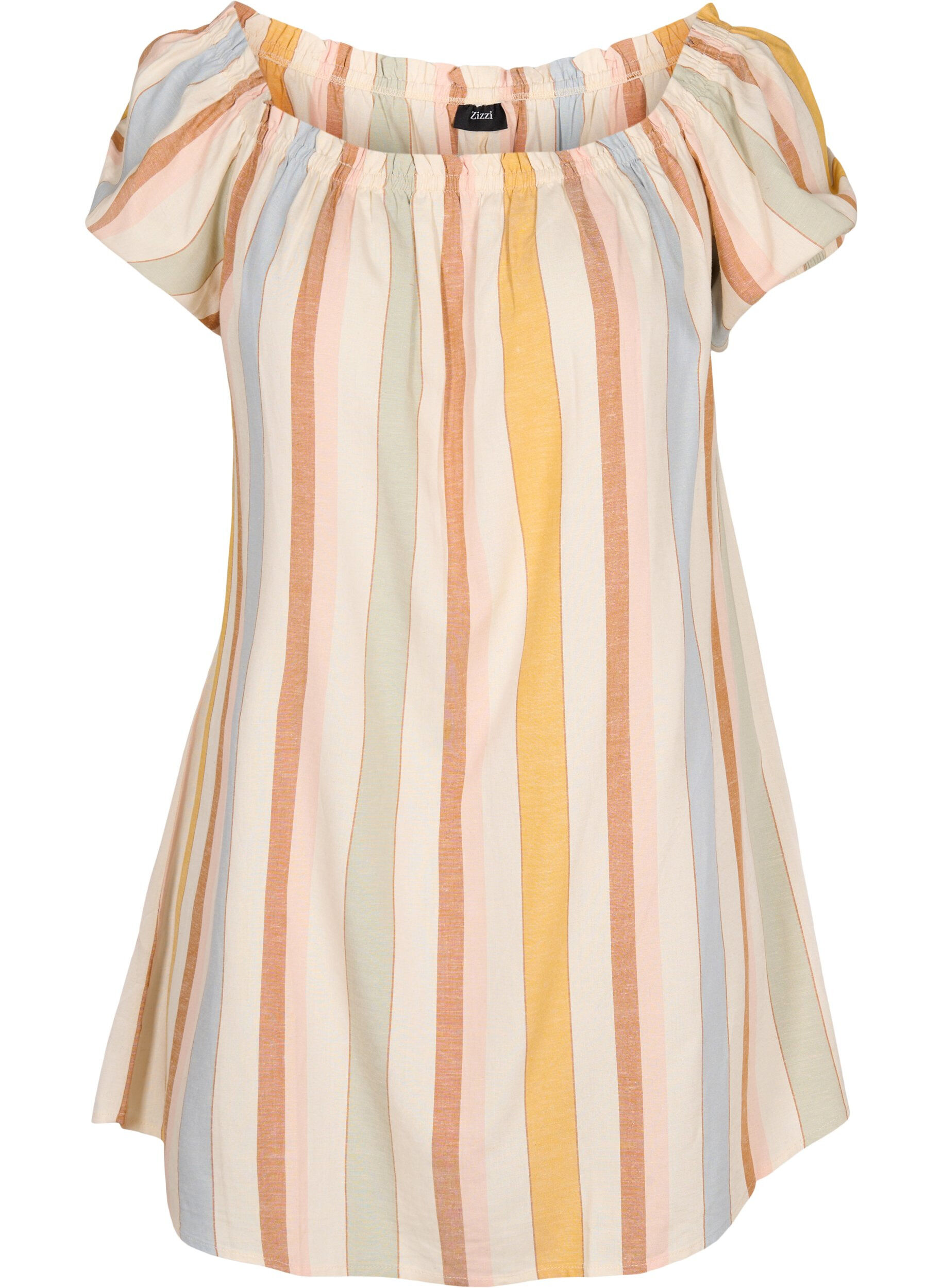 Zizzi Off-shoulder strand tuniek, Striped Jaquard, Packshot image number 0