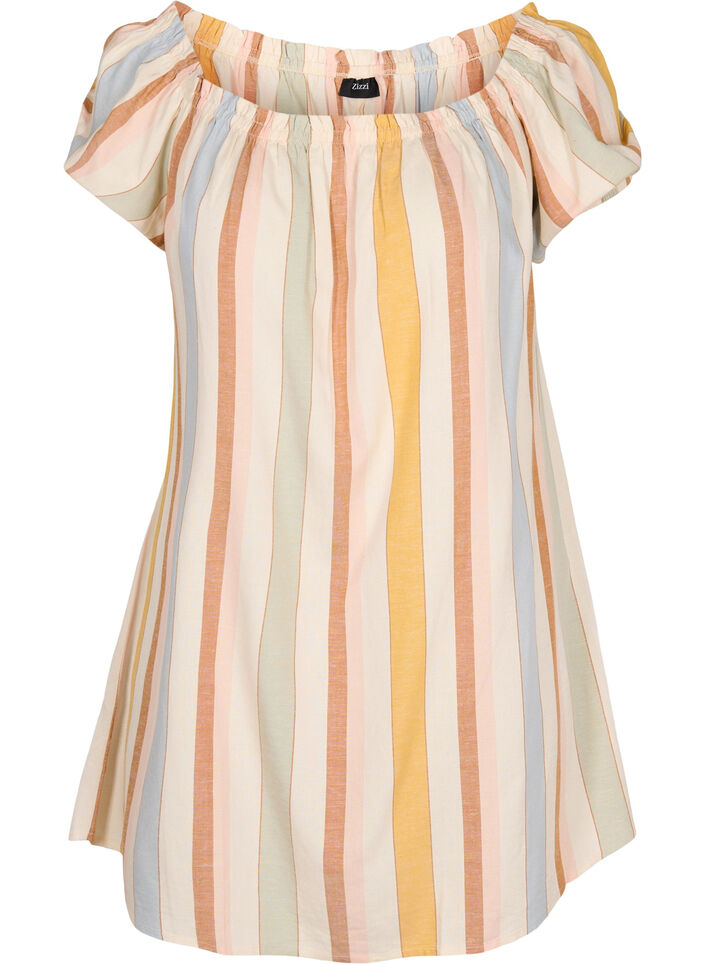 Off-shoulder strand tuniek, Striped Jaquard, Packshot image number 0