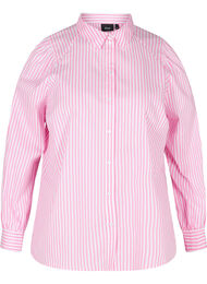 Gestreepte blouse in katoen, White/ Pink Stripe