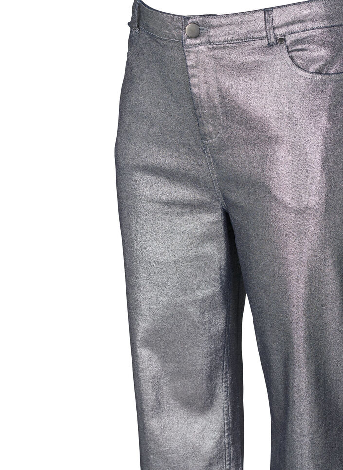 Zilverkleurige jeans met hoge taille, Gun Silver , Packshot image number 2