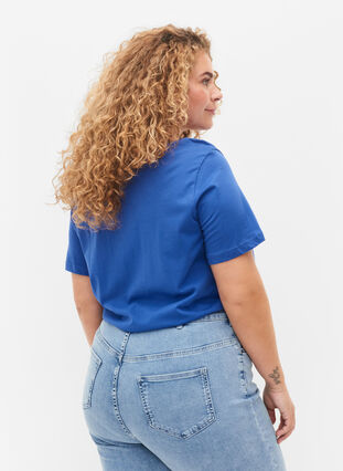 Katoenen t-shirt met print, Dazzling Blue Califo, Model image number 1