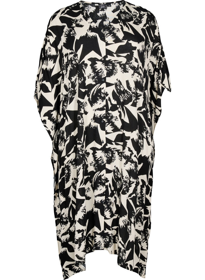 Kaftan strandjurk met knopen, Beige, Packshot image number 0