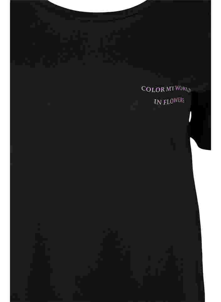 Lang katoenen t-shirt met printdetails, Black, Packshot image number 2