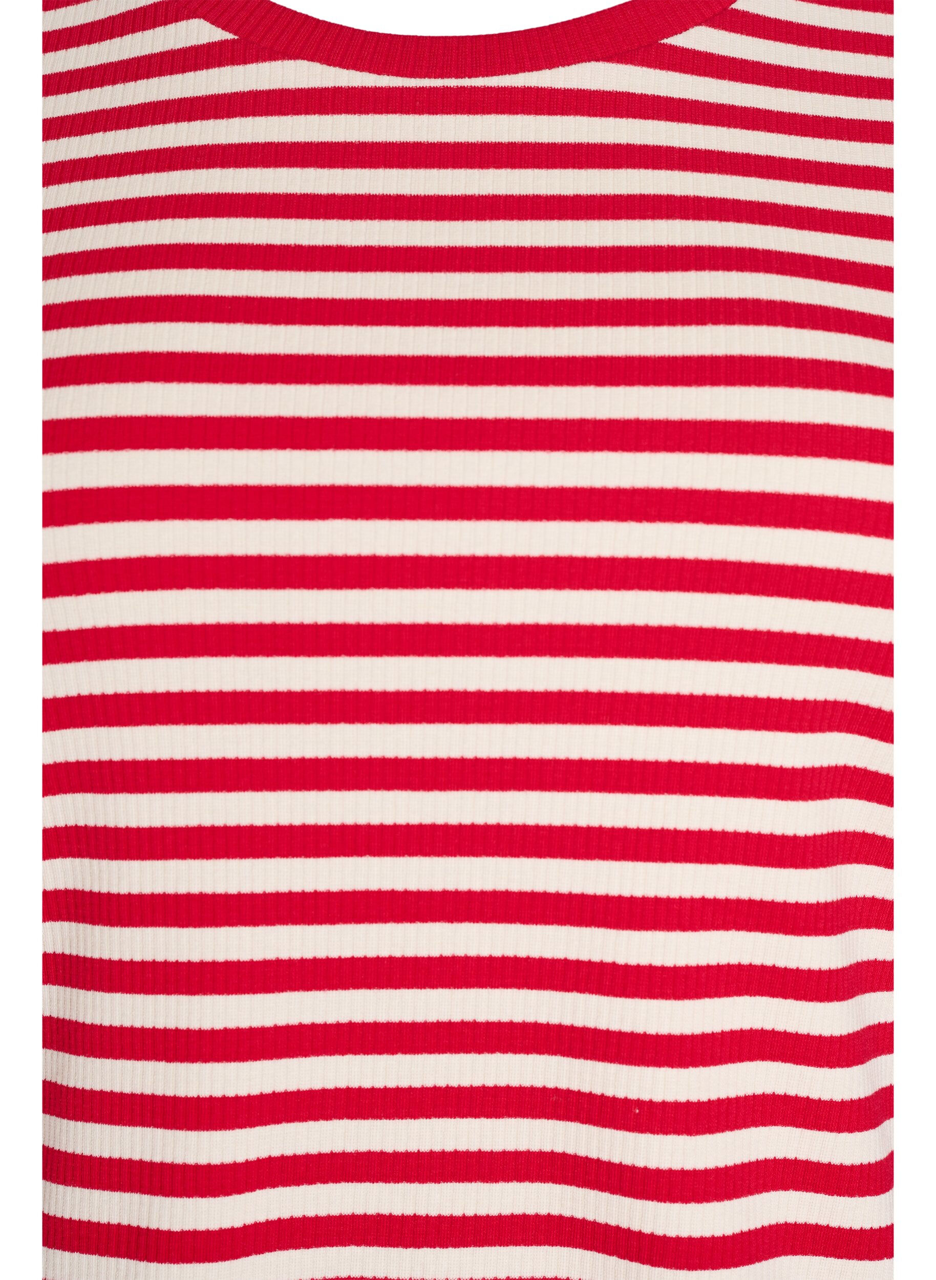 ZizziGestreept T-shirt met geribbelde textuur, Rood, Packshot image number 2