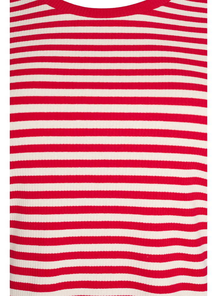 Gestreept T-shirt met geribbelde textuur, Rood, Packshot image number 2
