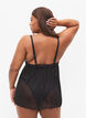 Transparante chemise met kant, Black, Model image number 1