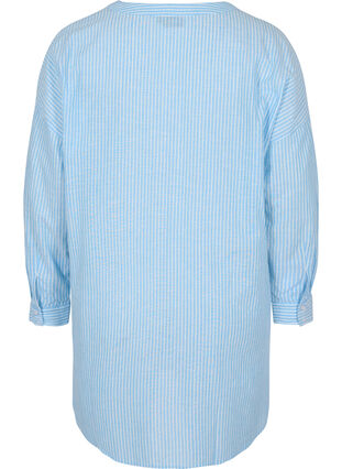 Gestreepte blouse in 100% katoen, Lichen Blue Stripe , Packshot image number 1
