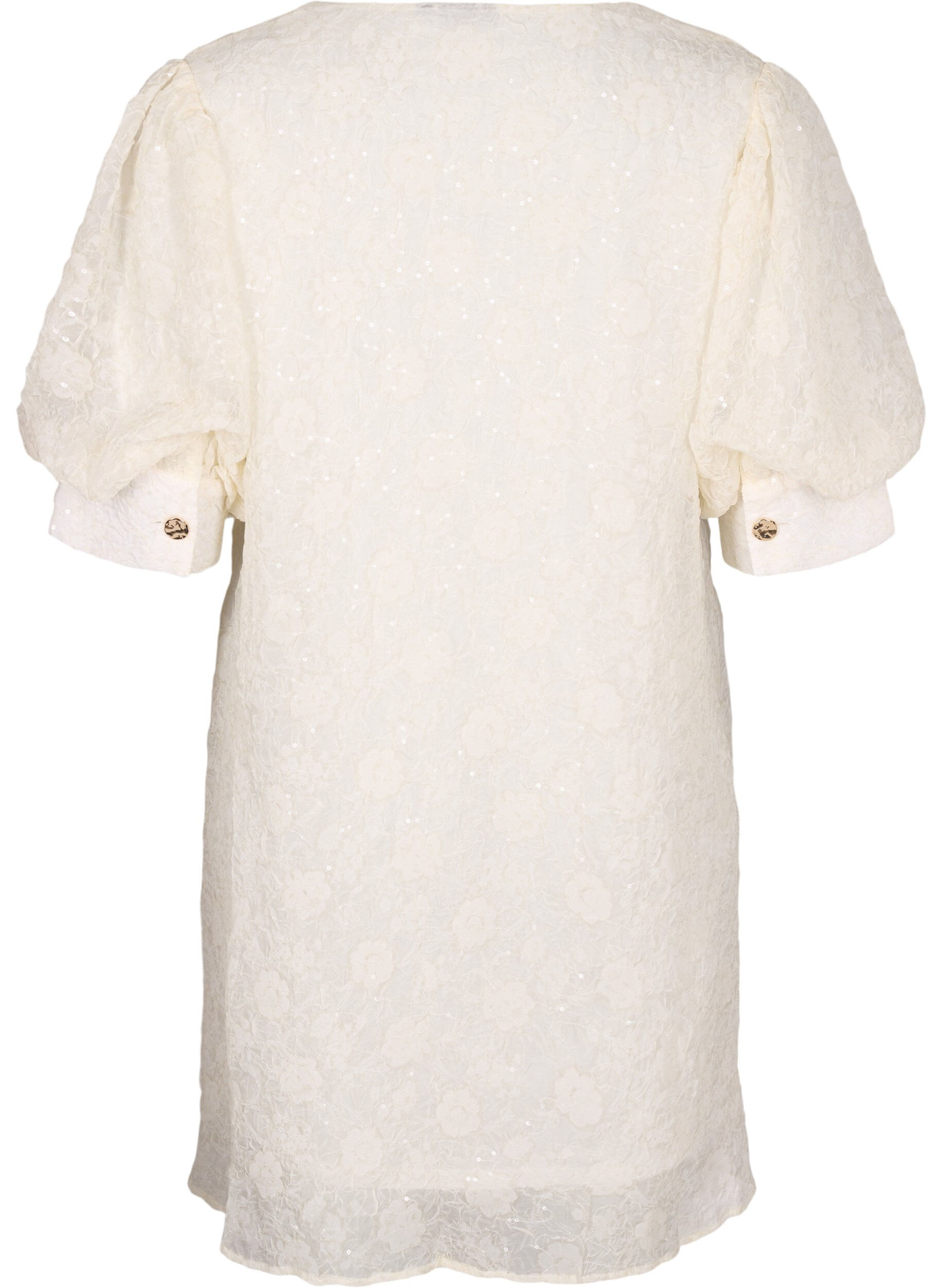 Zizzi Korte feestjurk met pailletten, Vanille, Packshot image number 1