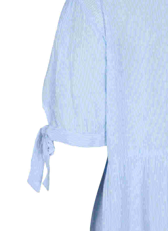 Gestreepte blouse jurk in katoen, Blue Stripe, Packshot image number 3