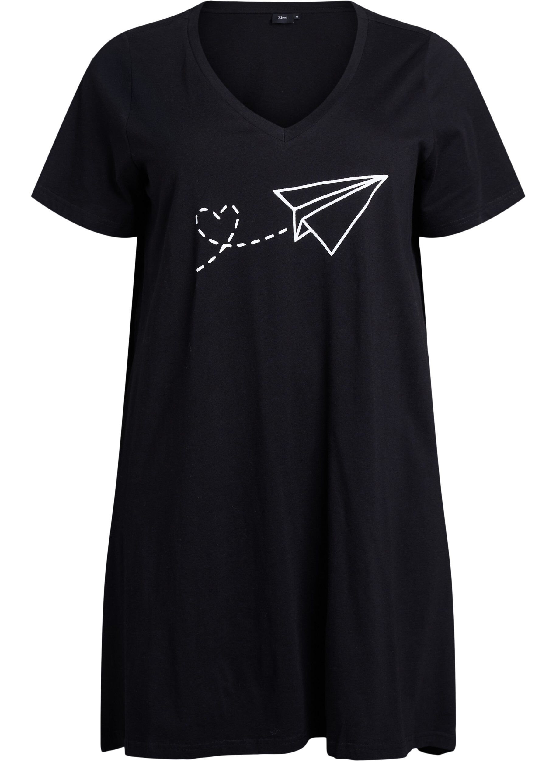 Nachtjapon van biologisch katoen met V-hals