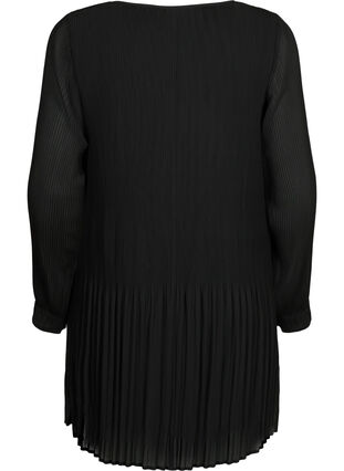 Geplooide tuniek met lange mouwen, Black, Packshot image number 1