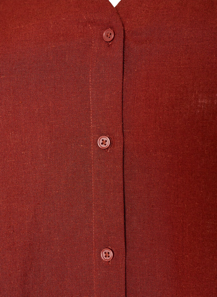 Blouse in linnen en viscose met V-hals, Rood, Packshot