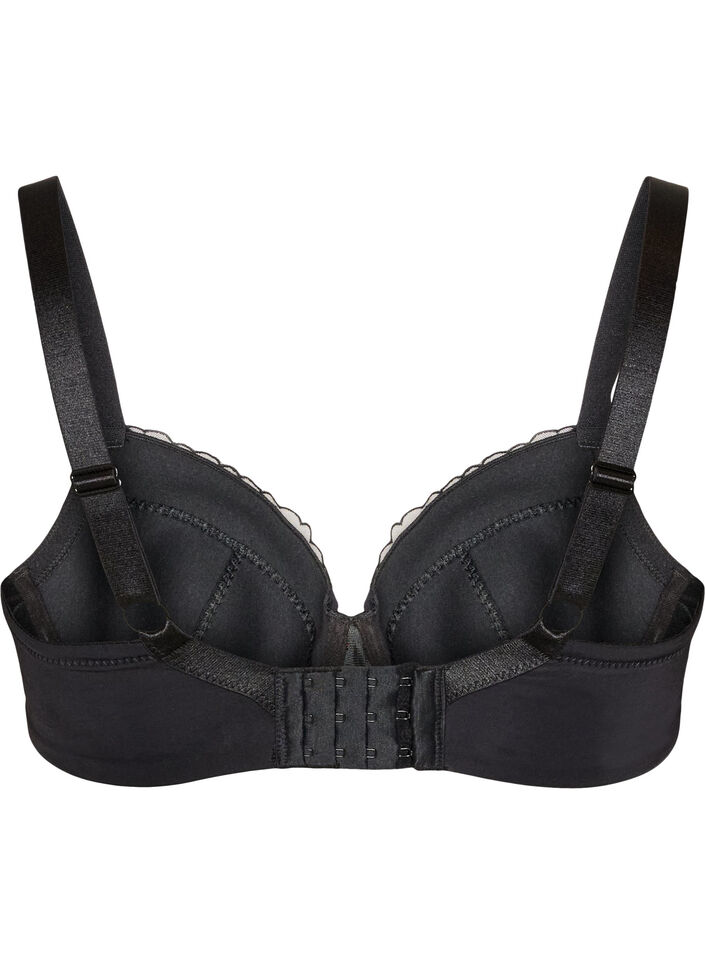 Voorgevormde beugel-bh met bloemenborduursel, Zwart, Packshot image number 1