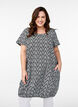 Katoenen jurk met korte mouwen en print, Zwart, Model image number 0