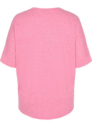 Gemêleerde blouse met korte mouwen, Fuchsia Purple Mel., Packshot image number 1