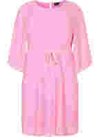 Geplooide jurk met strikceintuur, Pink Ditzy Flower, Packshot
